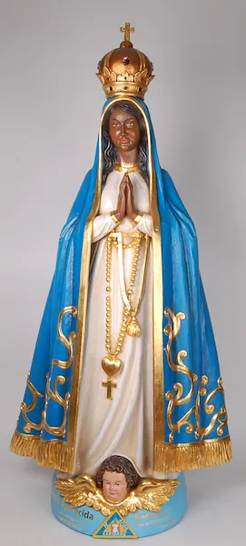 Finished wooden sculpture of the Black Madonna