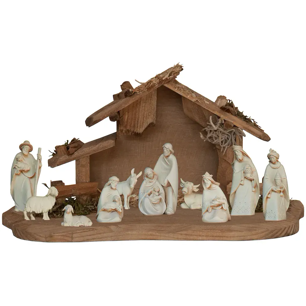 Stall mit Morgenstern Miniatur Krippen set 10 Tlg.