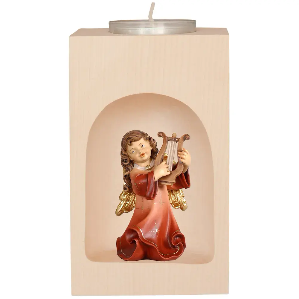 Teelichthalter mit Engel mit Lyra