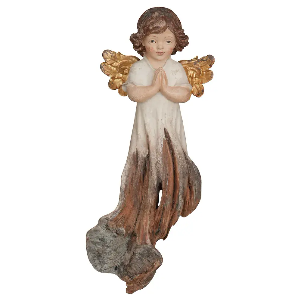 Angelo Mary che prega scultura in radice