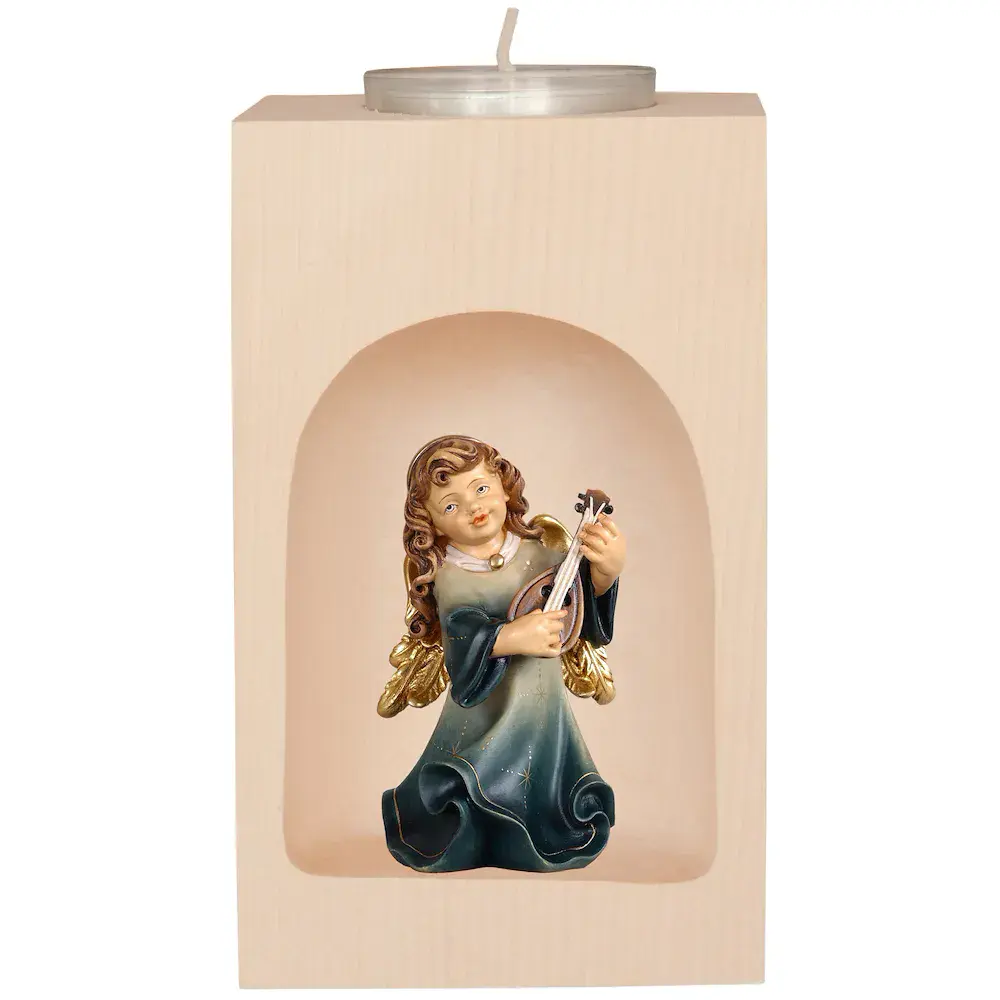 Candle holder with Angel with lute
