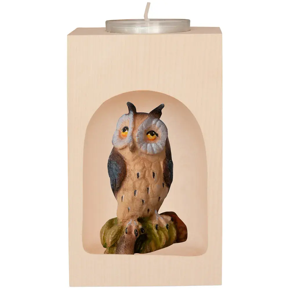 Candle Holder with owl in the niche