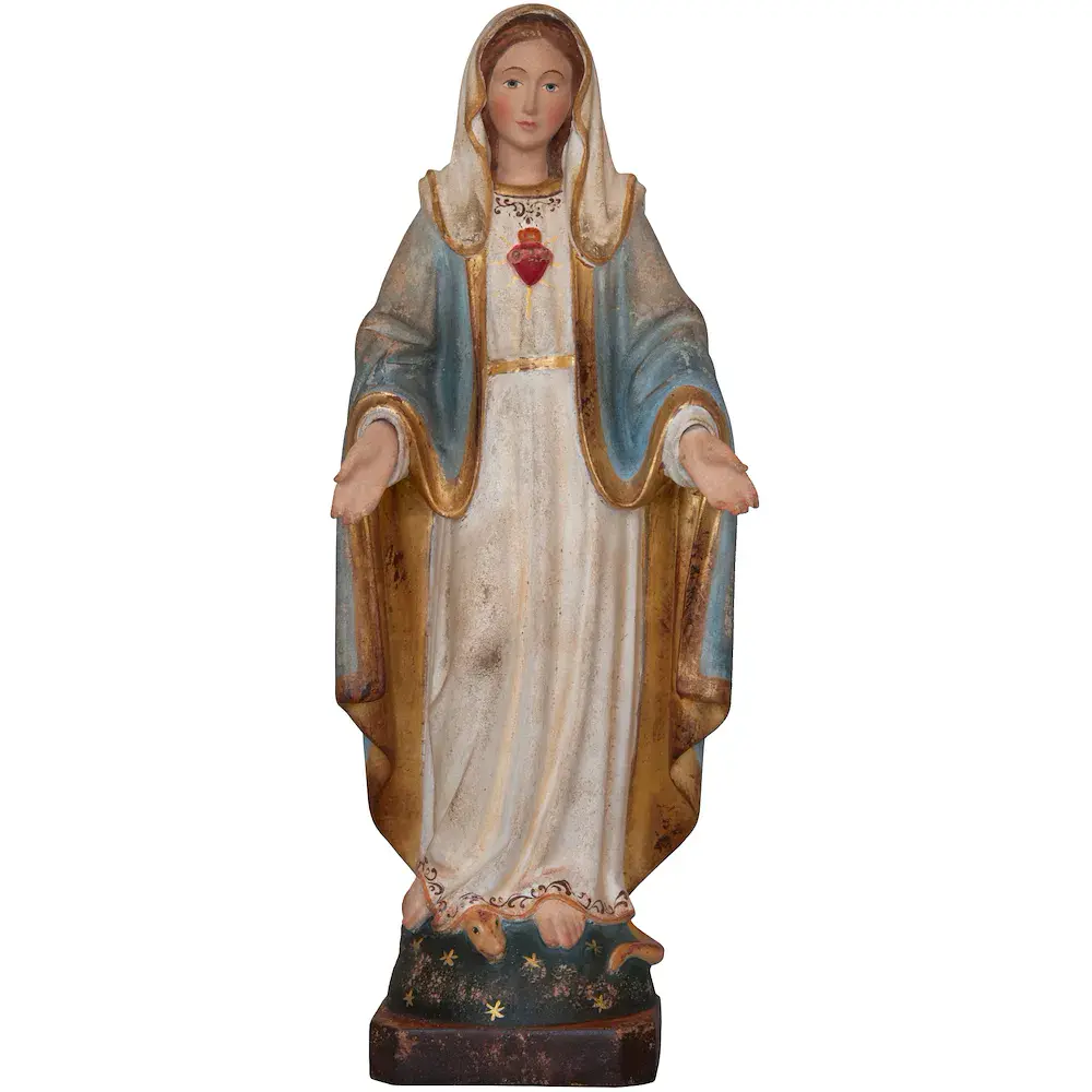 Sacro Cuore di Maria Immacolata in legno