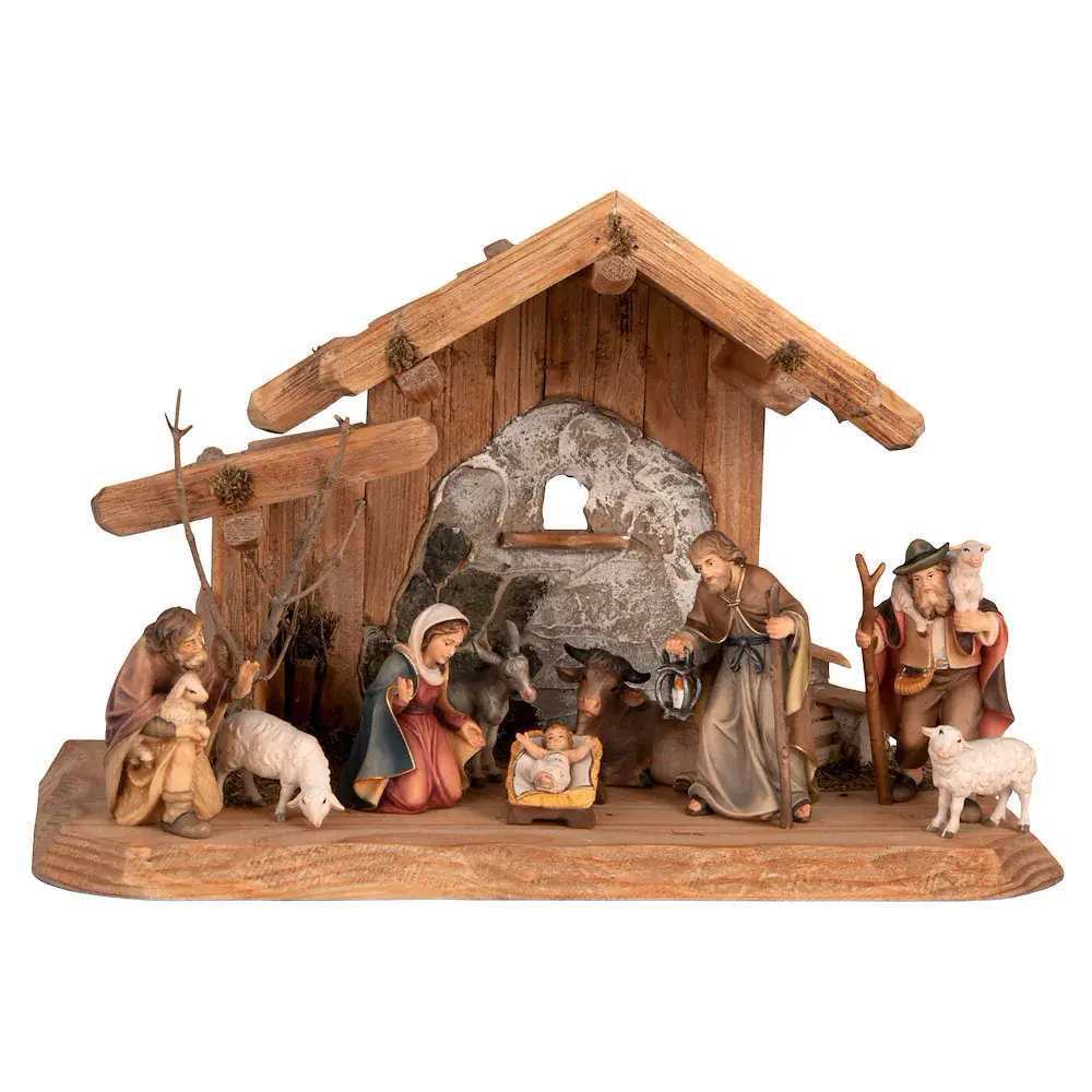 Stable with Orig. Bethlehem crib 10 Figurines