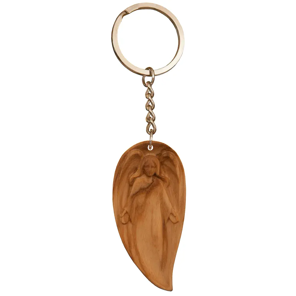 Schlüsselanhänger - Schutzengel Oliv Holz