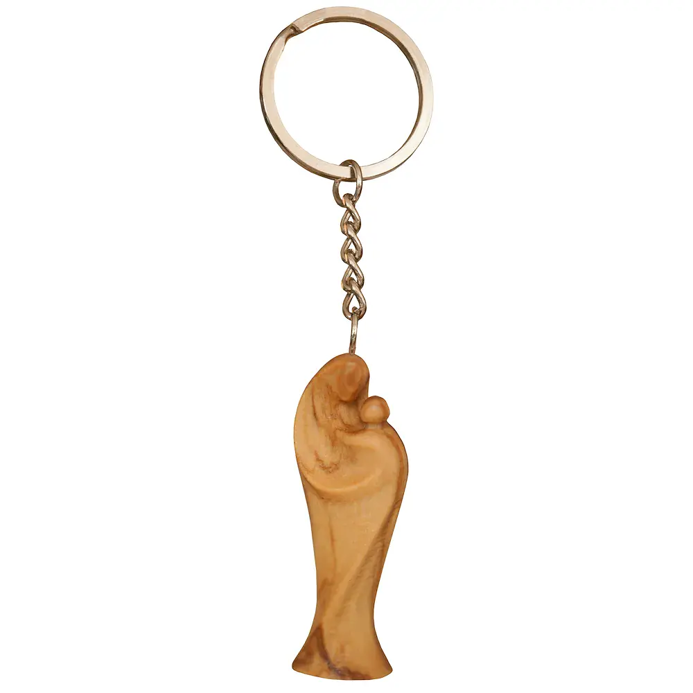 Schlüsselanhänger Meditationsmadonna Olivenholz