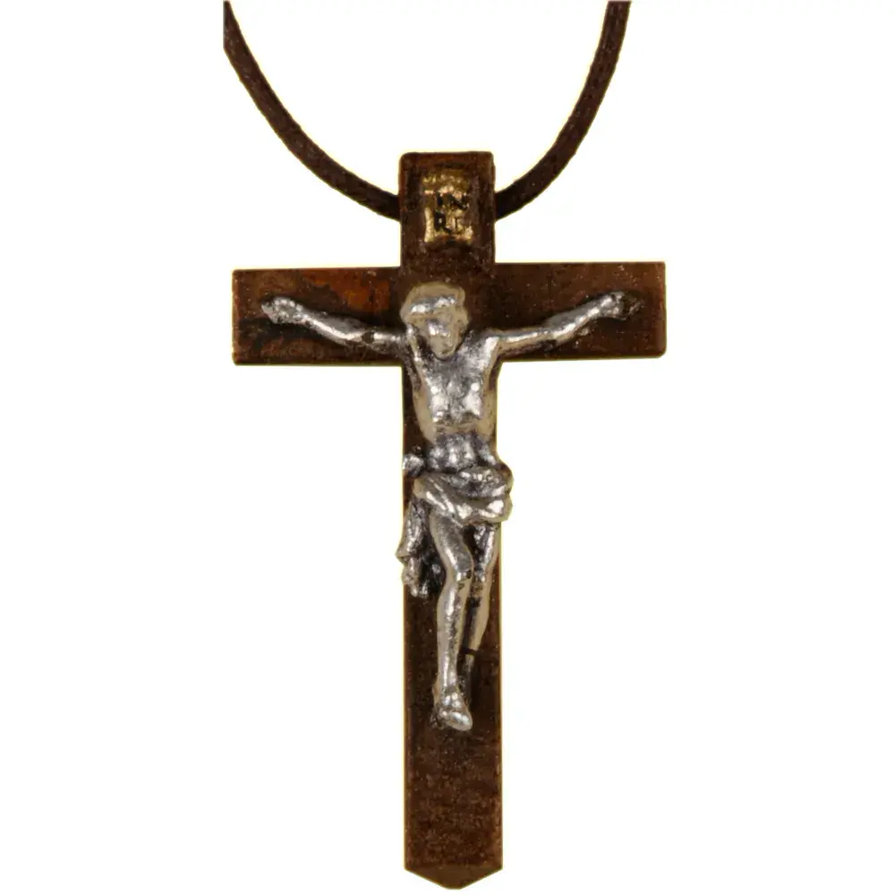Anhänger - Kreuz mit Jesus, Holz mit Schnüre
