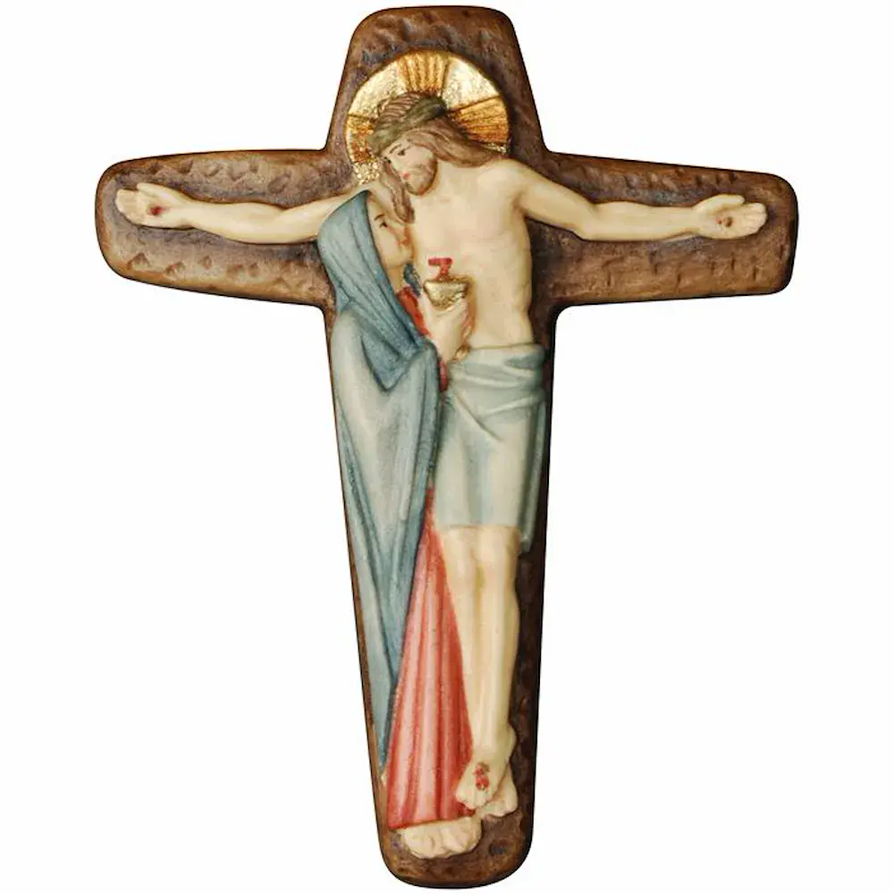 Cruz con Cristo y María con cáliz