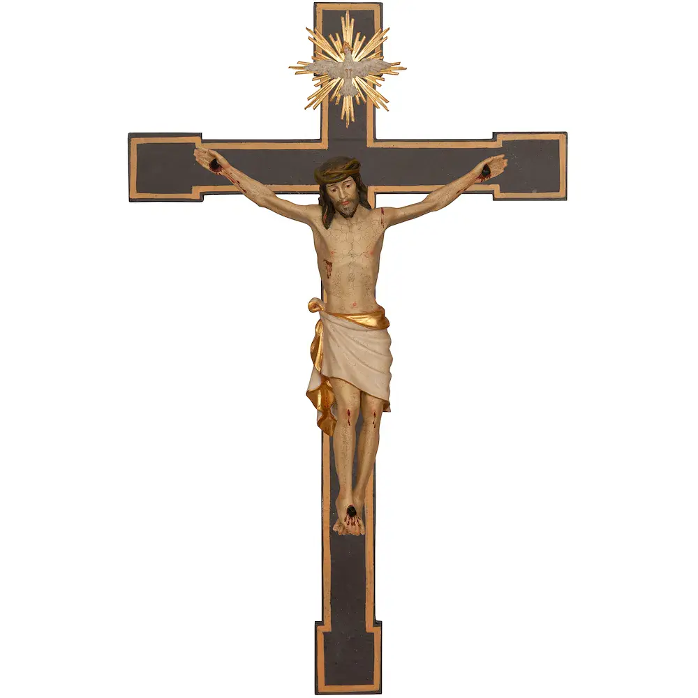 Kruzifix Classico mit Hl. Geist auf roman. Kreuz