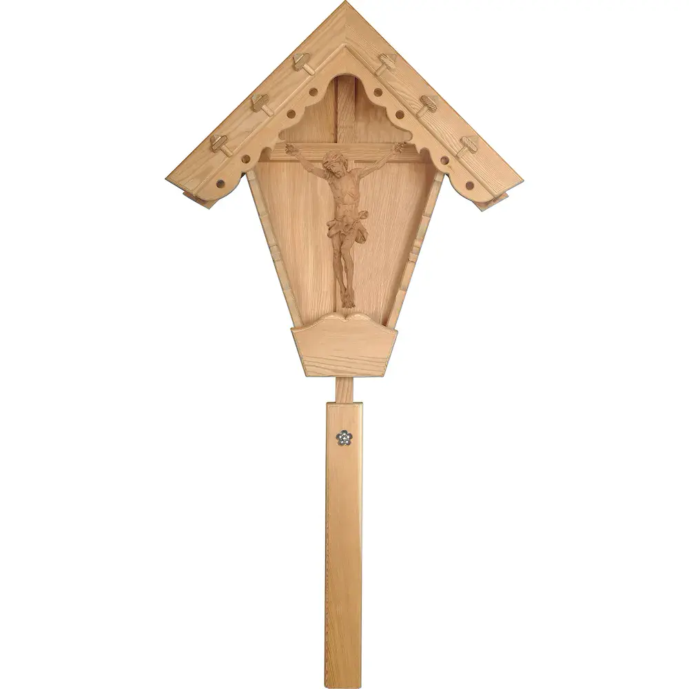 Feldkreuz mit Corpus barock in Eichenholz