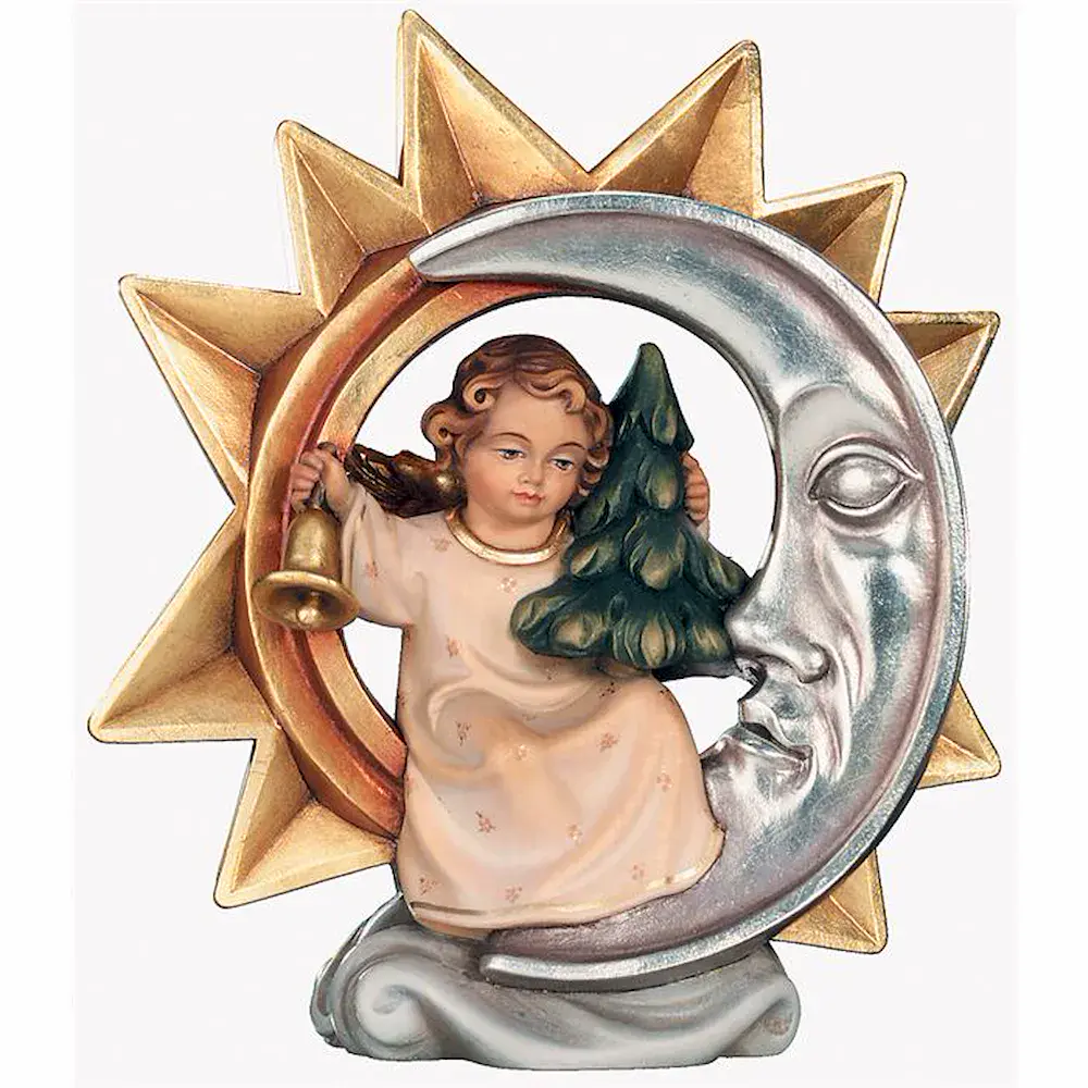 Estrella con ángel, campanita y árbol de navidad