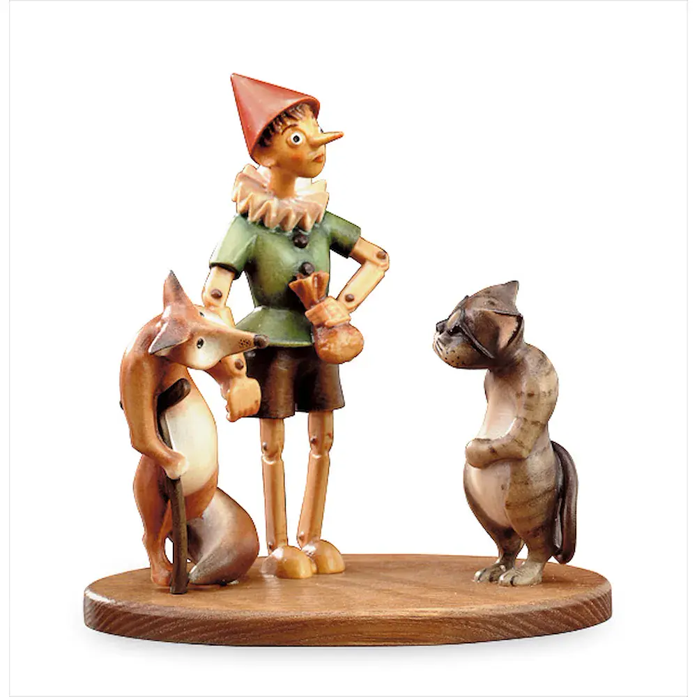 Pinocchio con volpe & gatto (con base)