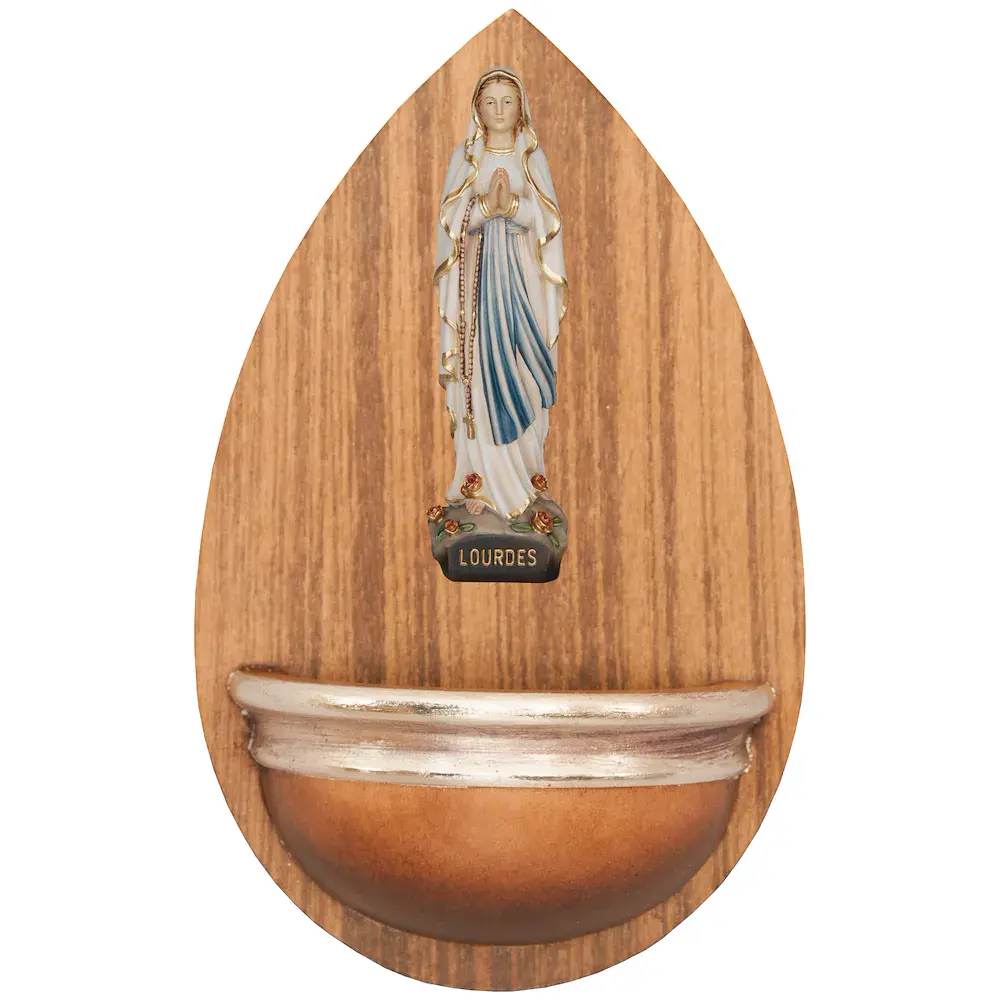 Weihwasserbecken Laminat mit Lourdes Madonna