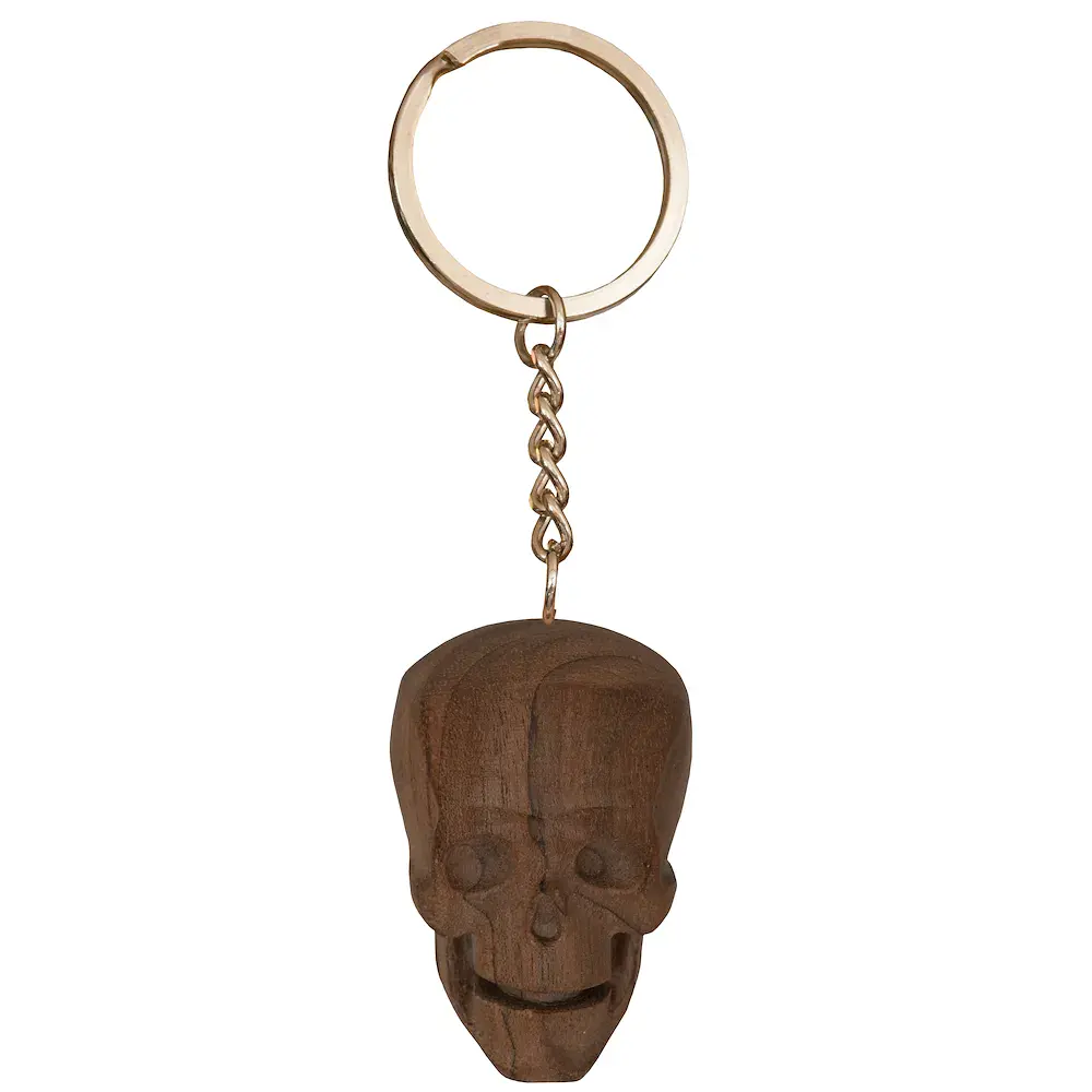 Portachiavi Skull Teschio in legno noce