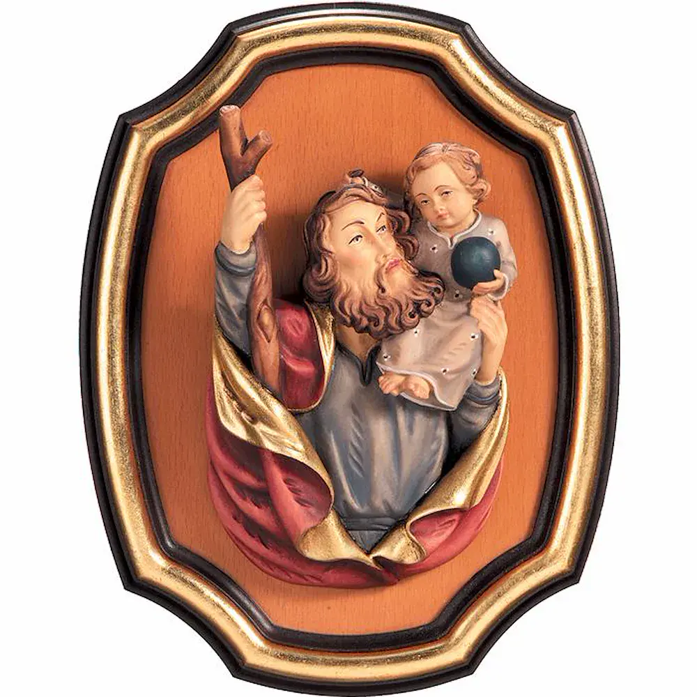 St. Christopher half length portrait with frame