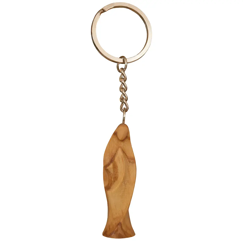 Keyring Pendant with Meditation Madonna in Oliv