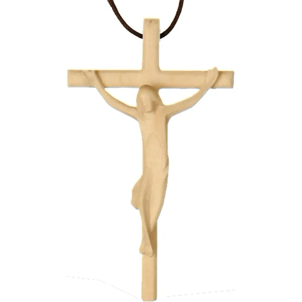 Cross necklace with Jesus, (wood)