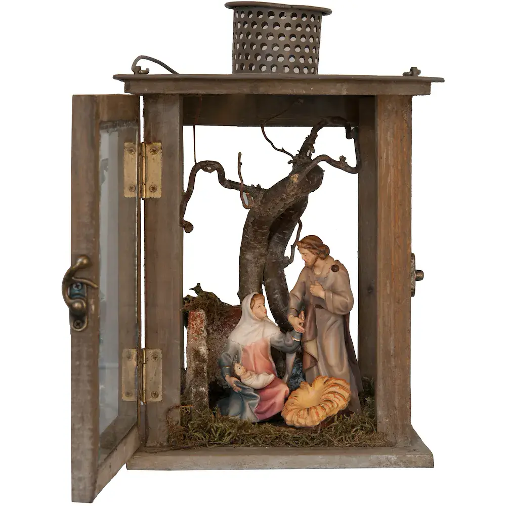 Holzlanterne Led mit Hl. Familie Salcher 13cm