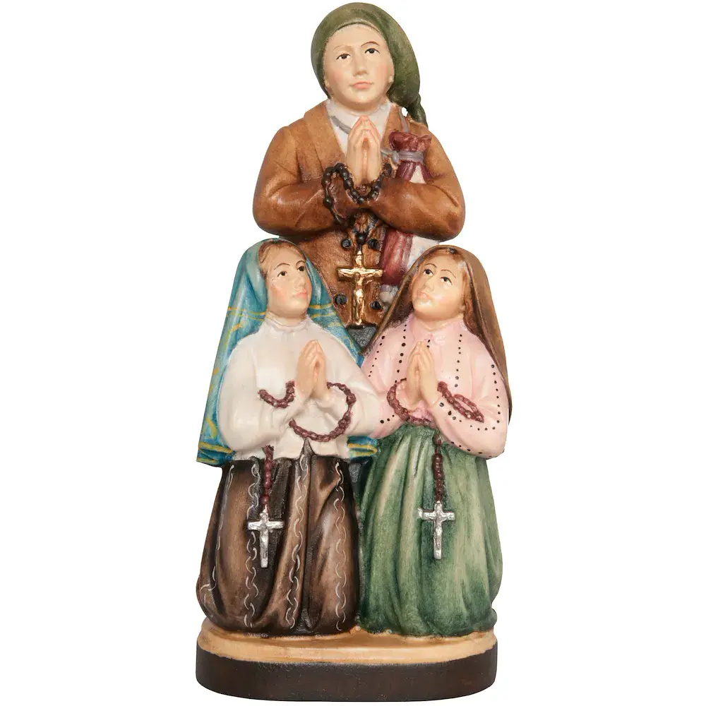 Drei Hirtenkinder von Fátima Holz statue