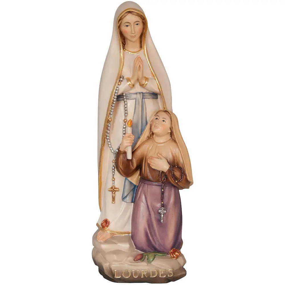 Our Lady of Lourdes with Bernadette wooden