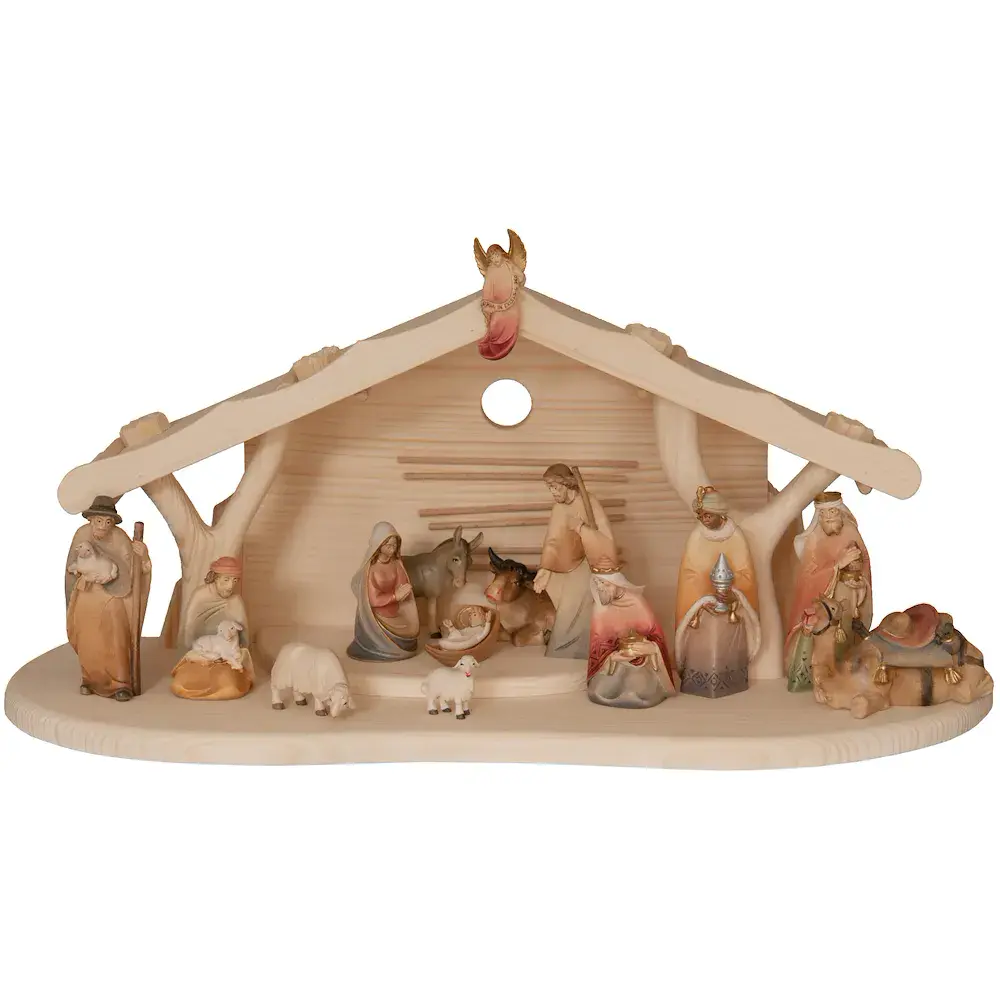 Krippenstall mit Morgenstern set 15 Figuren