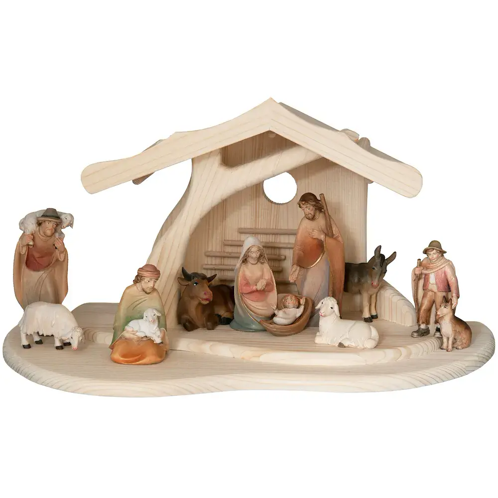 Stall modern mit Morgensternkrippe 12 Figuren