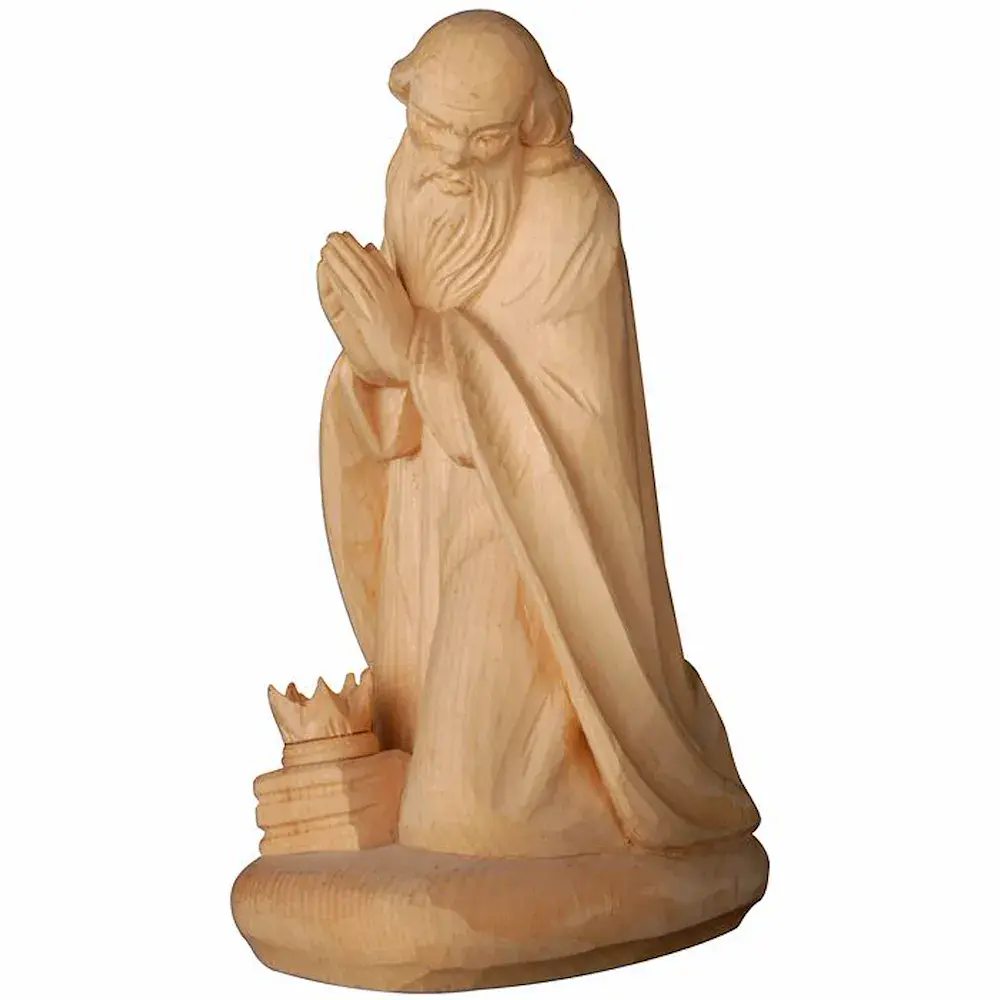Genuflected king in Swiss pine