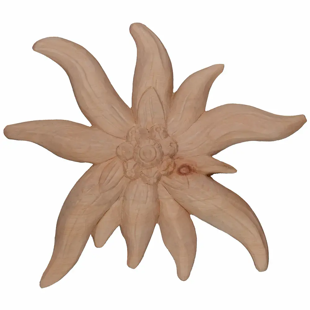 Stella alpina scolpita in legno cirmolo