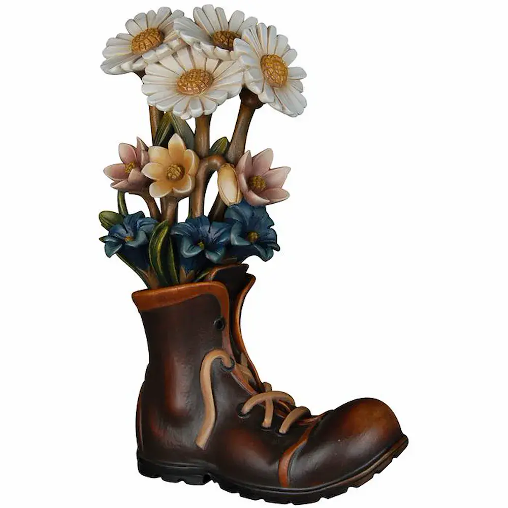 Bunch of flowers with shoe
