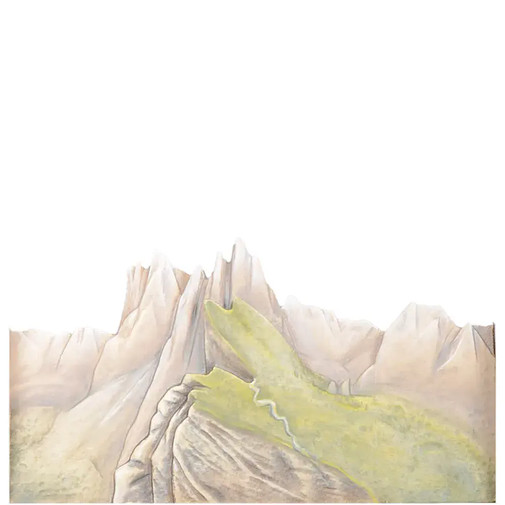 Relief landscape Seceda without frame