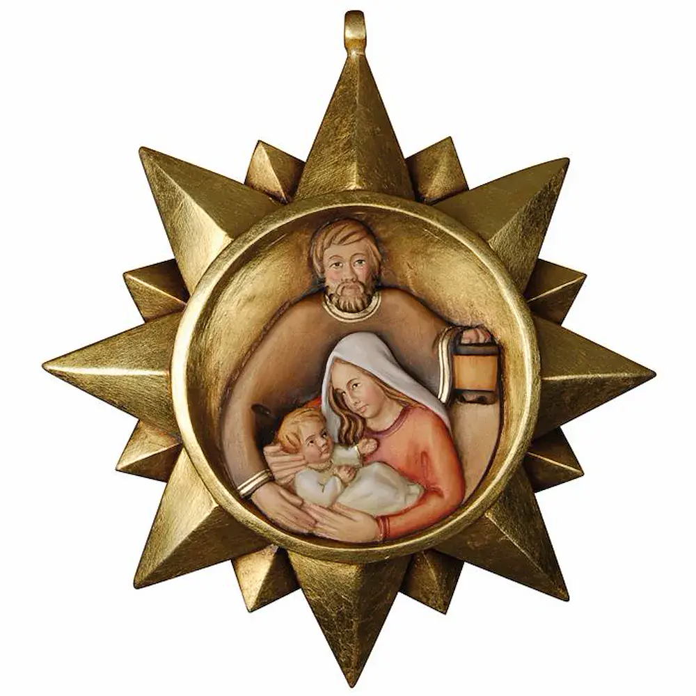 Adornos: Estrella con Sagrada Familia y farol