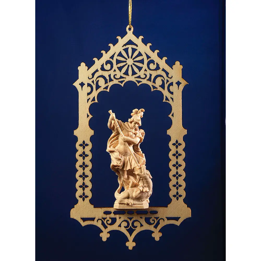 San Jorge en celdilla de madera