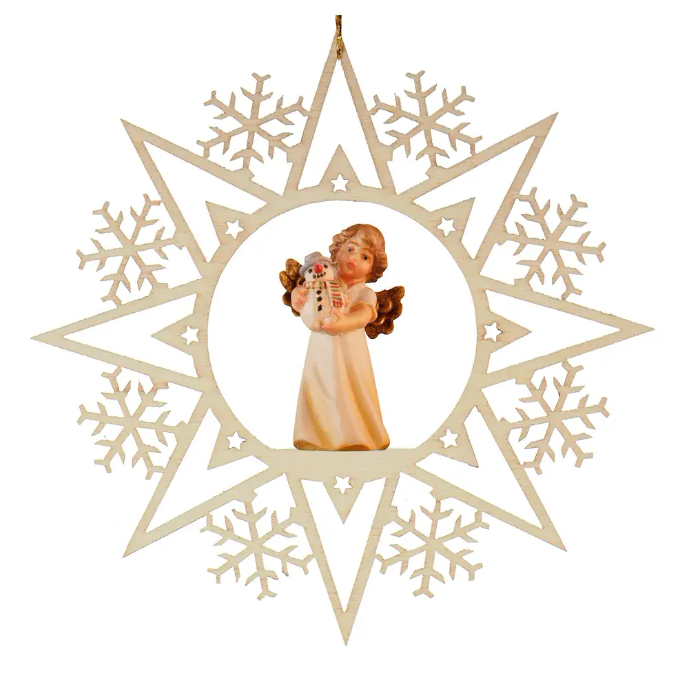 Kristallstern mit Engel Schneemann