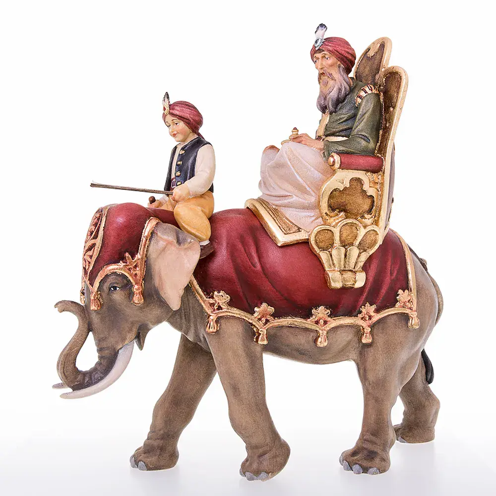 El rey en la montura con el elefante y t