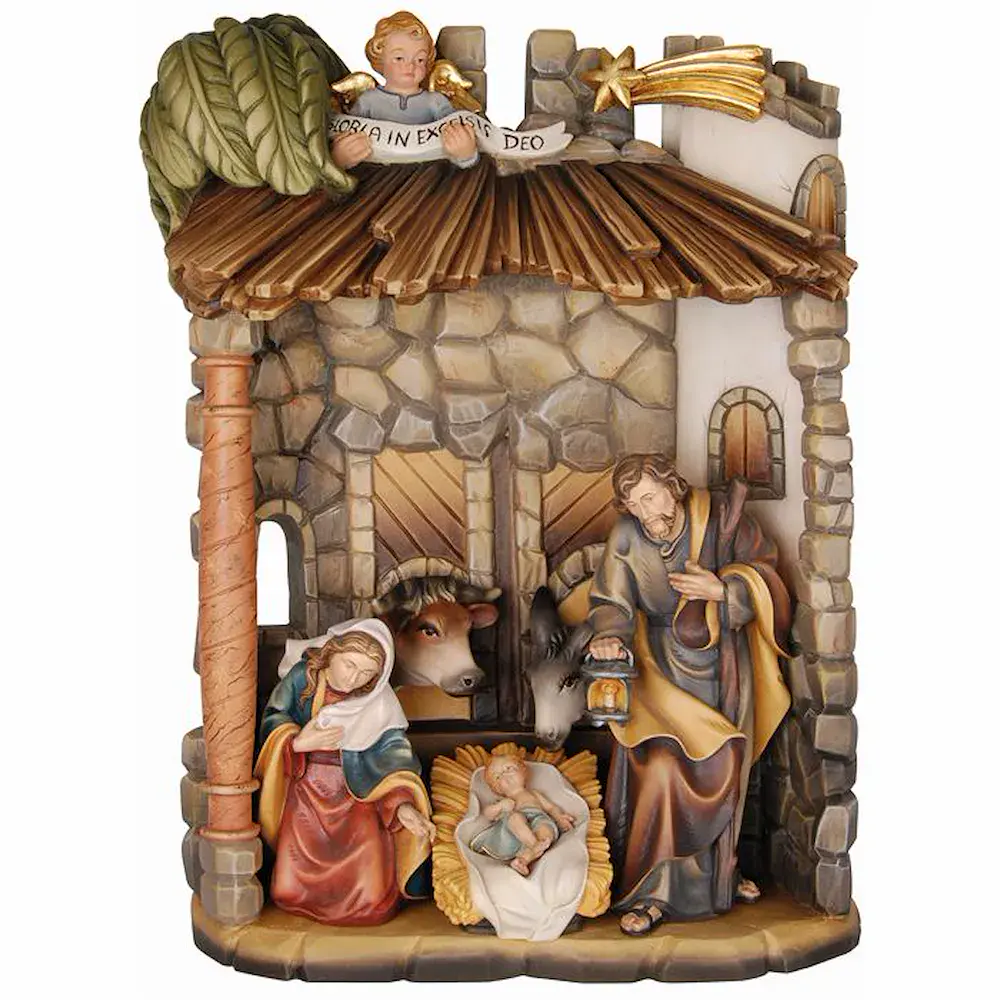 Capanna romantica con Sacra Famiglia