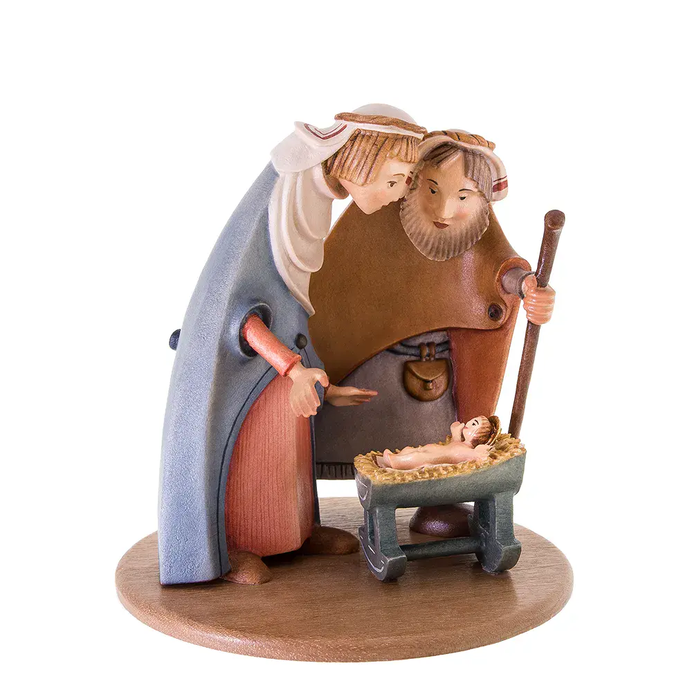 Sacra Famiglia su base di noce