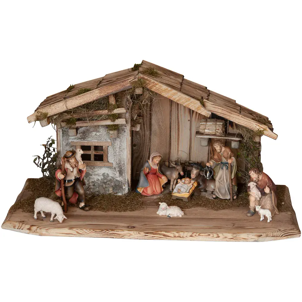 Capanna Rasciesa con 11 figurine di Betlemme