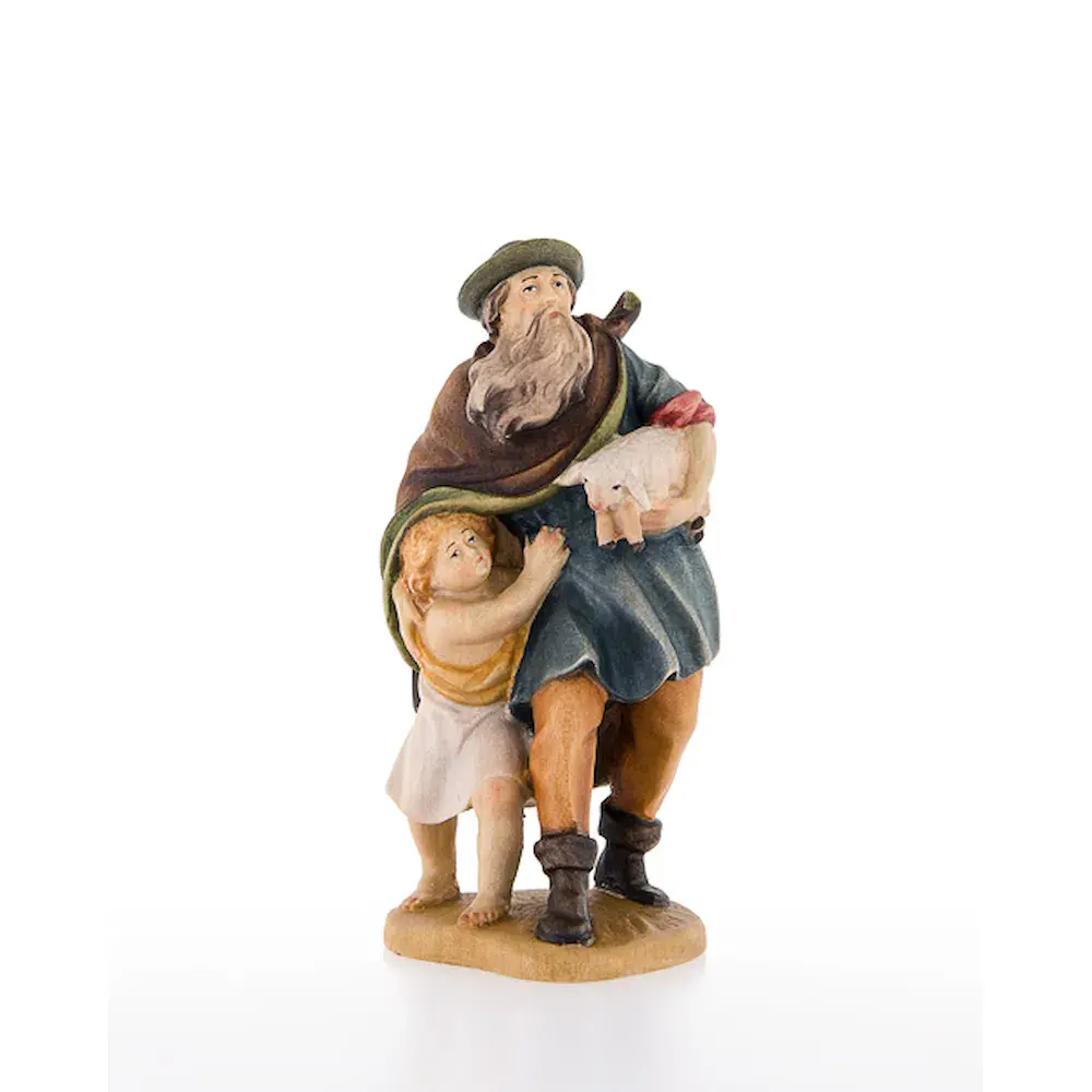 Padre con figlio e agnello