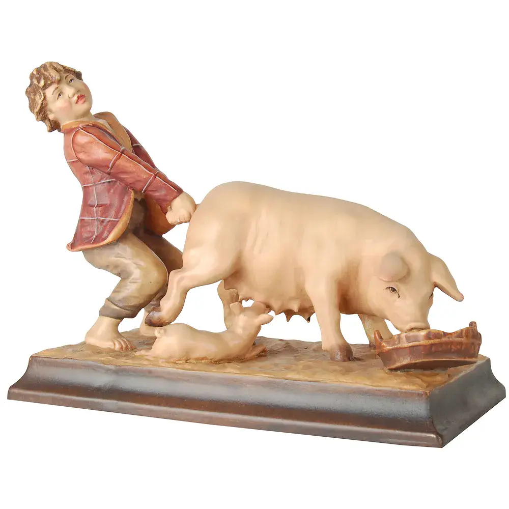 Hirtenjunge mit Schwein