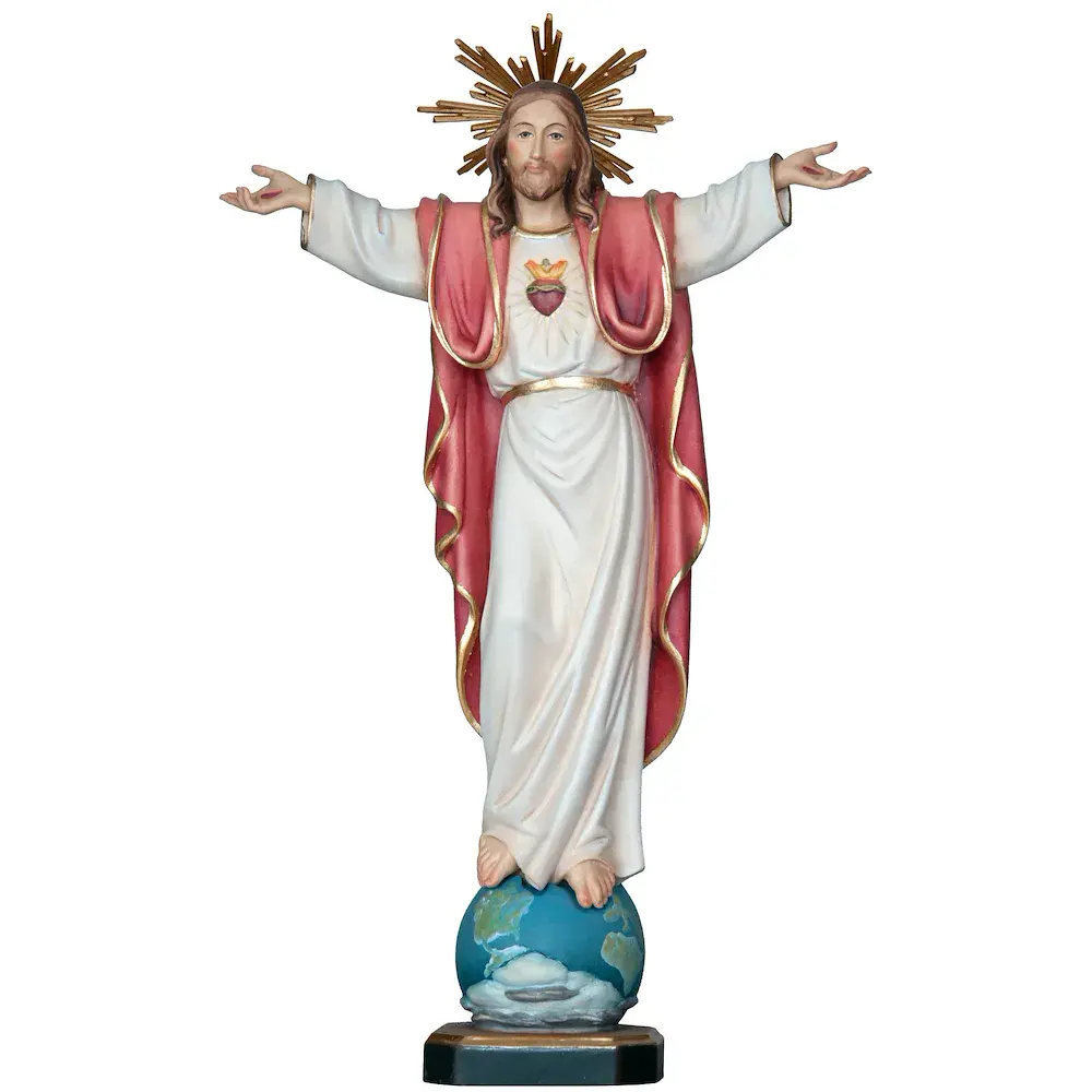 Sacred Heart of Jesus on globe with halo