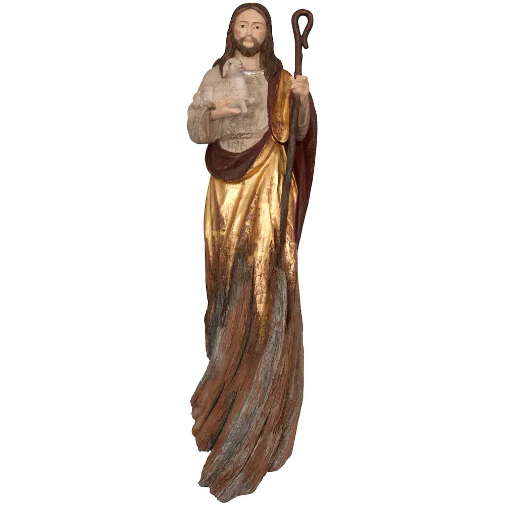 Jesus der gute Hirte Wurzelschnitzerei