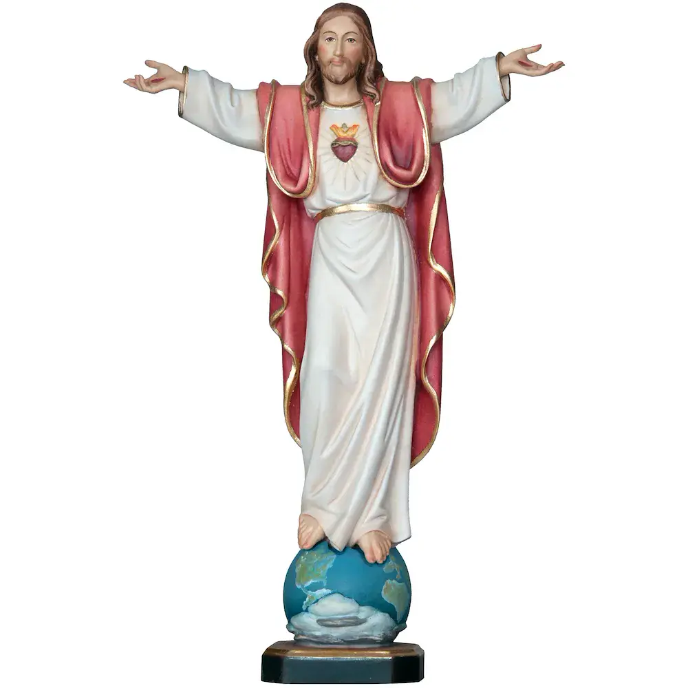 Herz Jesus Statue stehend auf Konsole Holz