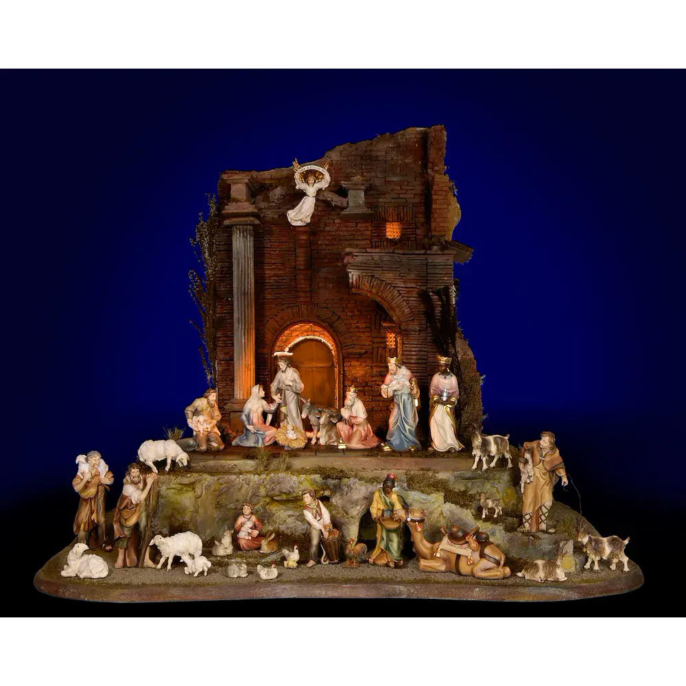 32 Salcher Figuren mit Krippenstall Orientalisch