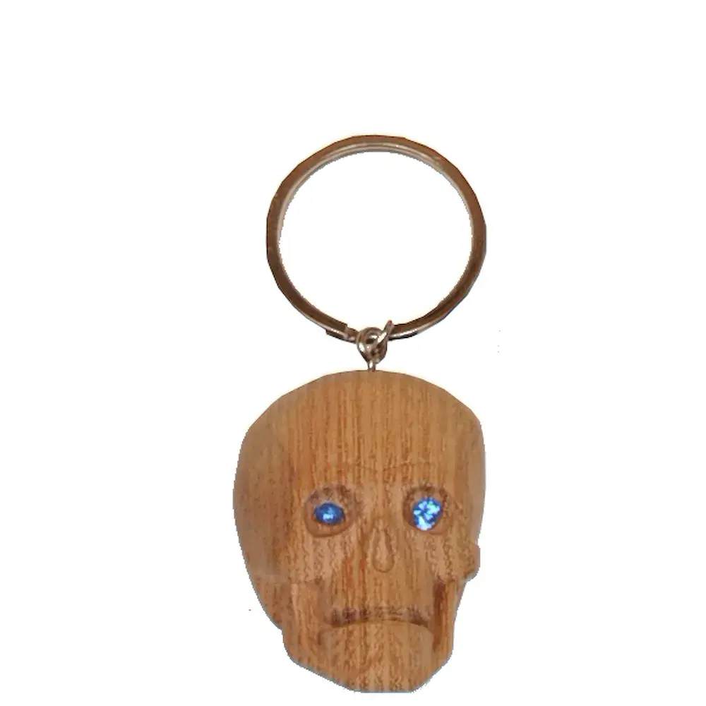 Schlüsselanhänger Totenkopf Edel-Holz
