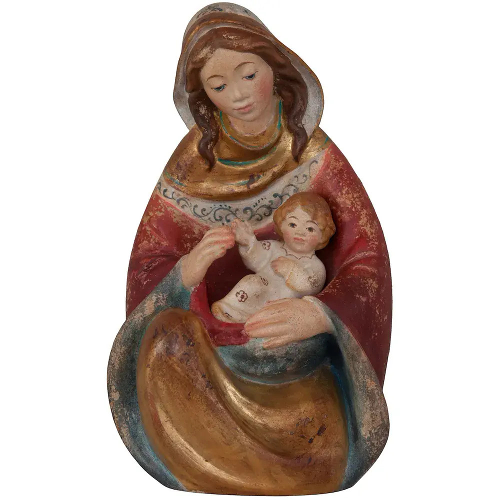Madonna sitzend mit offenen Händen  Holz
