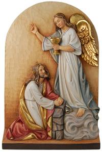 Jesus in the garden of olive trees