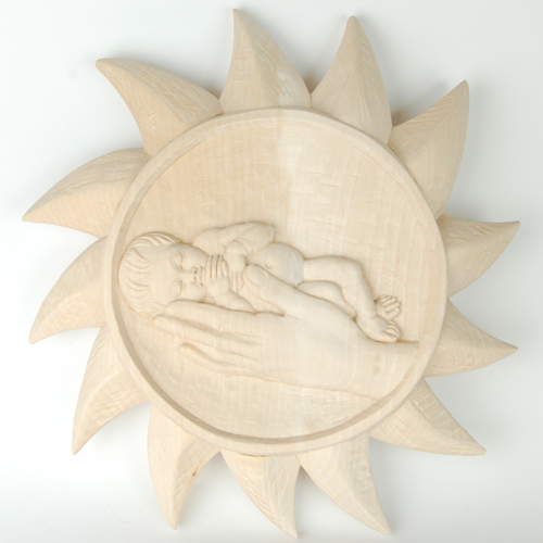 Sole con mano e bambino